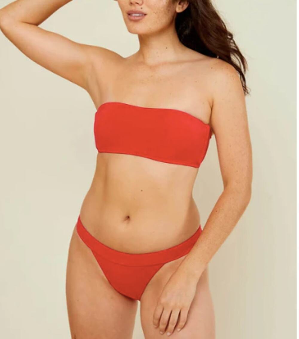 ANDIE SWIM NWT The Banded Cheeky Bikini Bottom in Red // S